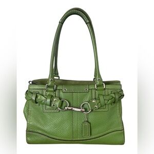 Coach Vintage Hampton Pebbled
Leather Green Satchel Shoulder Bag
Purse F13084